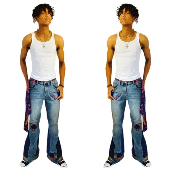 Handmade Bell Bottom UPCYCLED Jeans